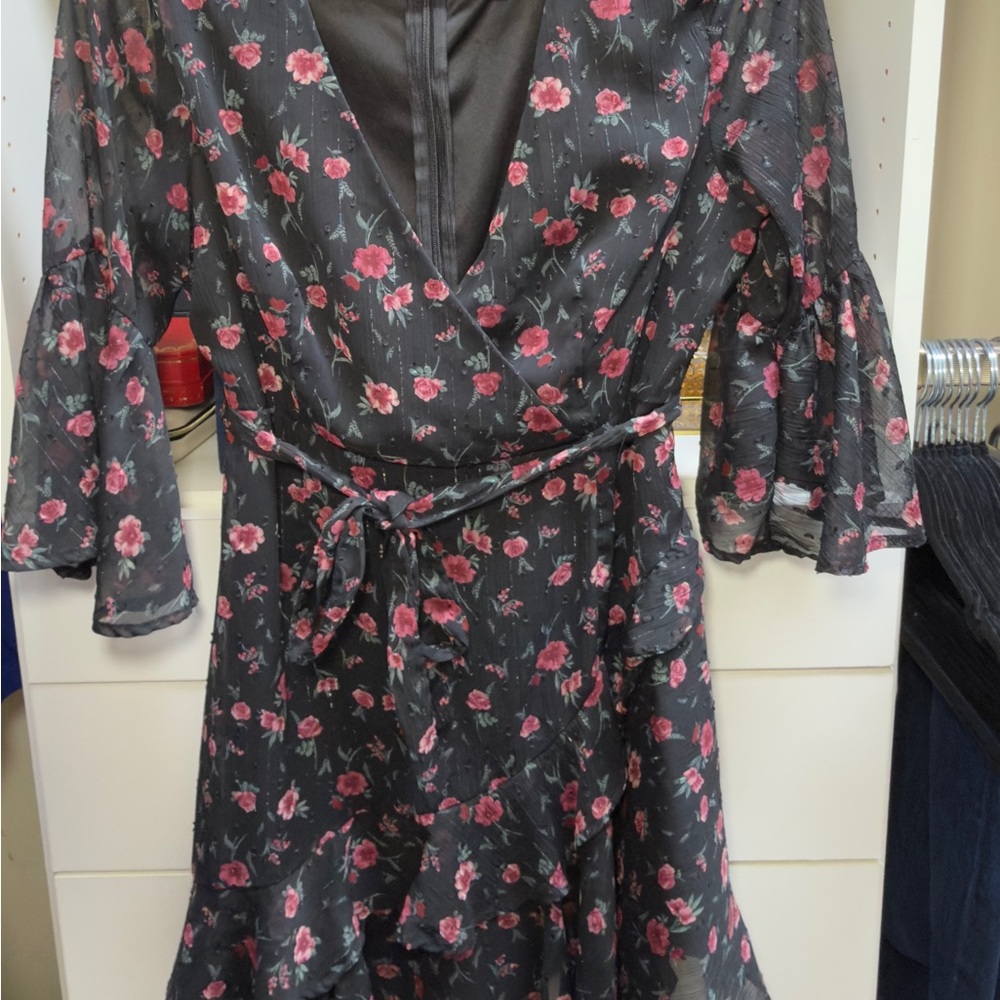 Altar’d State Floral Wrap Ruffle Mini Dress